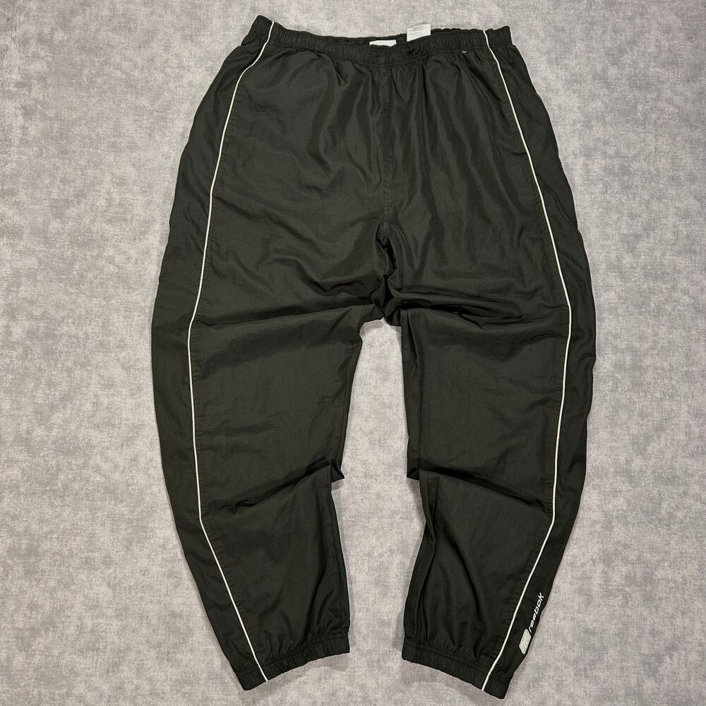 VTG Y2K Reebok black athletic streetwear baggy lined track pants gym mens XL